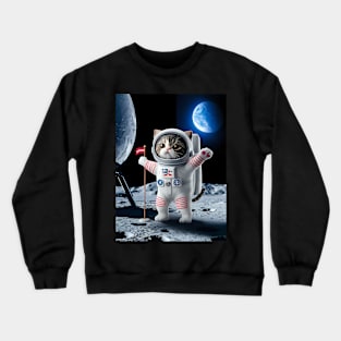 Astronaut cat moon landing Crewneck Sweatshirt